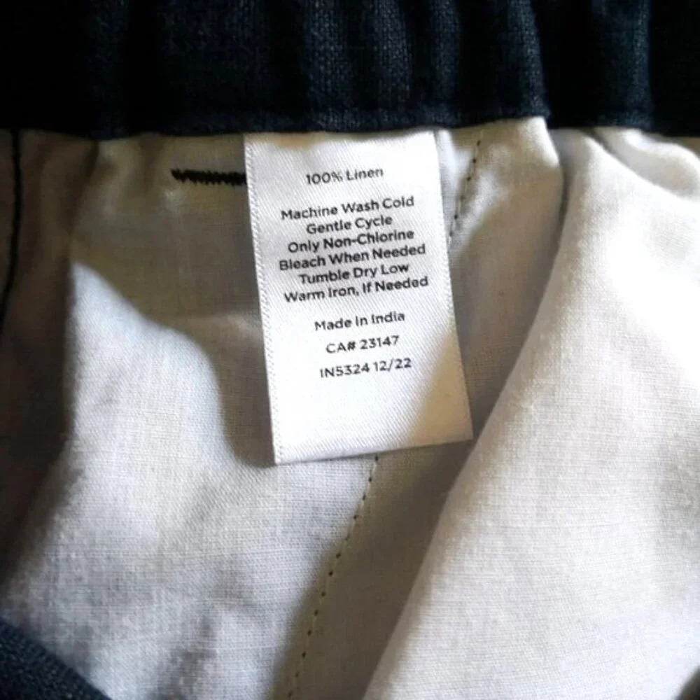 New‎ Talbots 100% Linen Drawstring Pants Navy Blue Size X